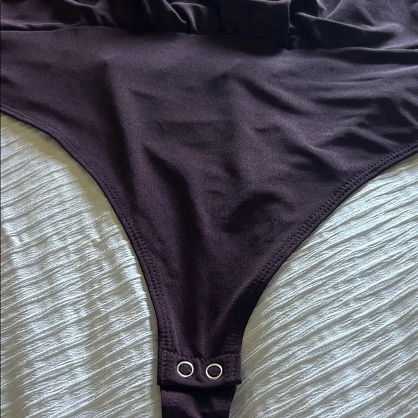 Express Deep Purple Wrap Bodysuit - Image 5
