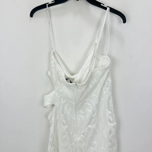Lulus Want To Wow White Sequin Cutout One-Shoulder Bodycon Mini Dress XL NWT - Image 8