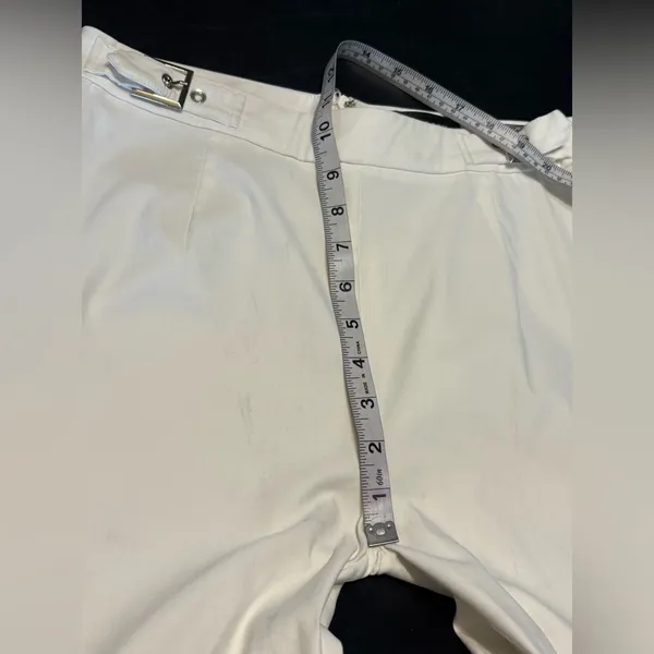 White Fox Boutique Cream Wide Leg Pants with Silver Buckles Size XL - Image 13