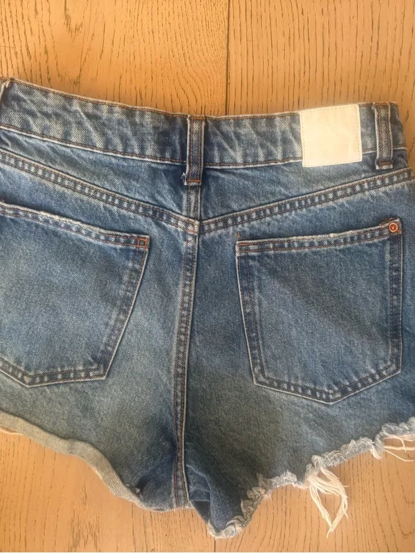 Zara Light Blue Distressed Jean Shorts - Image 9