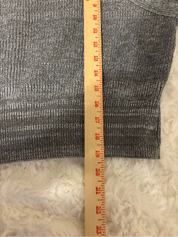 Free People Gray Marled Knit Cropped Sweater Medium - Image 6