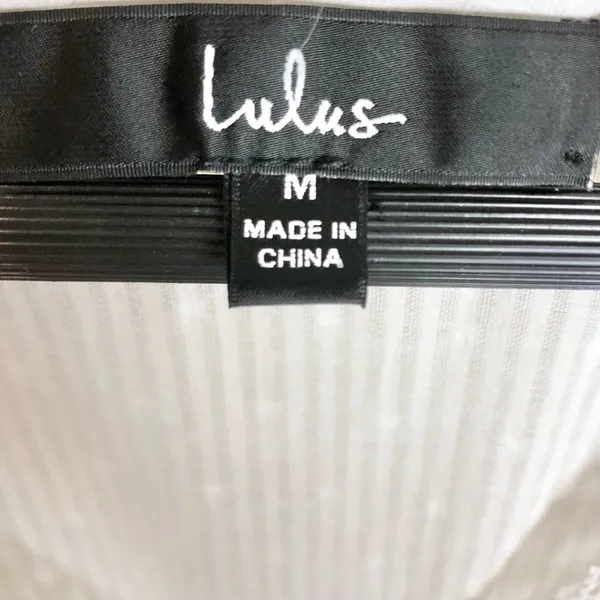 Lulu's Folklore Swiss Dot Lace Trim Tiered Gauze Midi Dress Pinstripe White M - Image 8