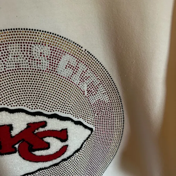 NFL Kansas City Chiefs football sweatshirt! Rhinestone bling unisex size large! - Image 6