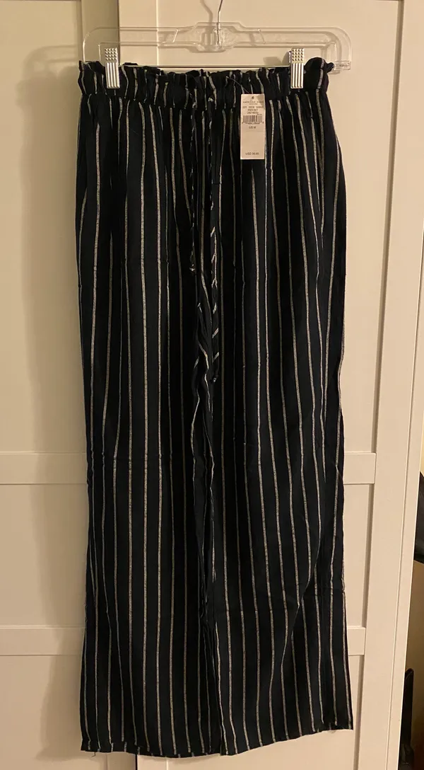 Black & White Striped Flowy Pants - Image 2