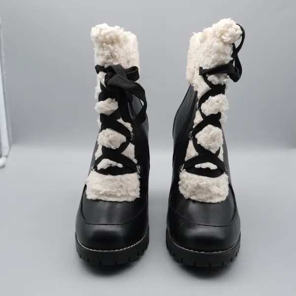 BCBGeneration Paloma Boots Womens Black Faux Fur Lace Up 8.5M|39 - Image 11
