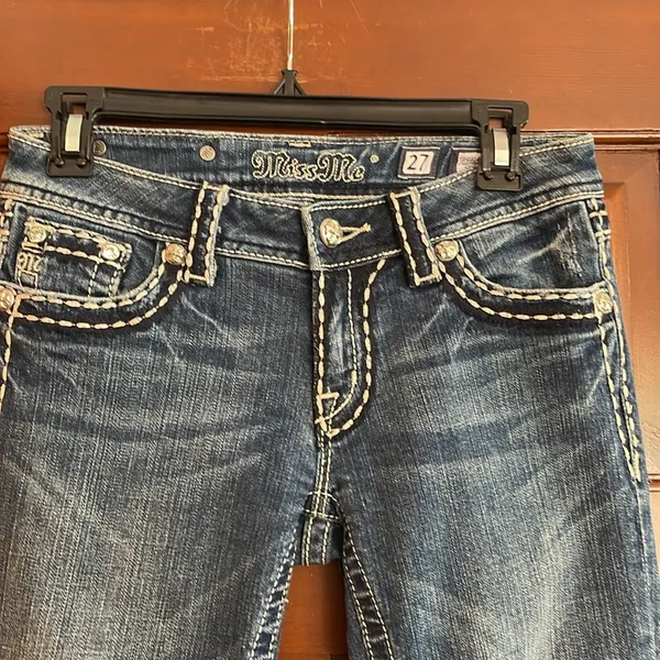 Miss Me Blue Boot Cut Jeans with Classic Fading - Image 2