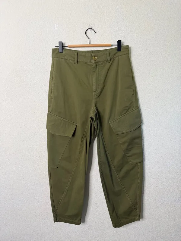 Madewell The Barrel‎ Leg Utility Pant in Garment-Dyed Twill Green Womens Size 0 - Image 3