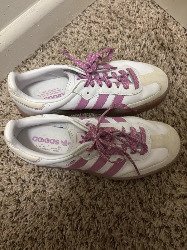 Purple Adidas Cream Samba - Image 2