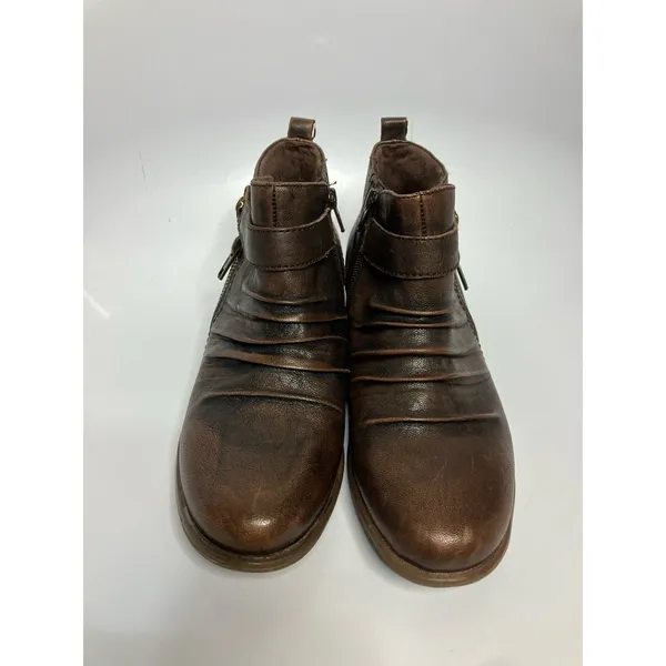 Earth brooks slouched‎ leather ankle boots women's size 8.5 casual boho neutral - Image 2