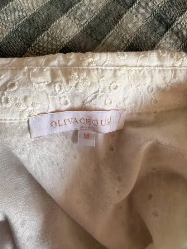 Olivaceous Mini Dress Eyelet White pockets - Image 3