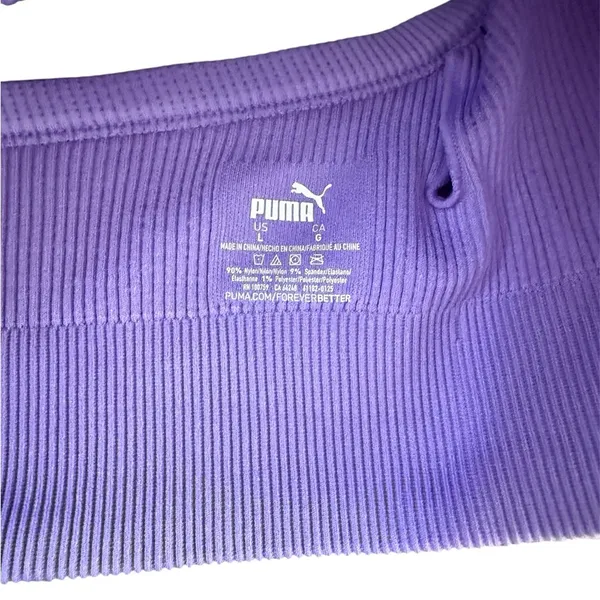 Puma Truth or Dare Ribbed Seamless Sports Bra -‎ Size L - Purple - NWT - Image 6