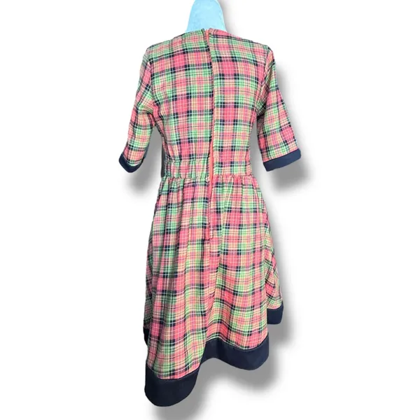 Retrolicious Orange Plaid Fit Flare Dress Small Pinup Retro Mod Rockabilly - Image 8