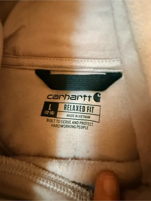 Carhartt Women's Pink Hooded Sweatshirt with White Logos - Image 4