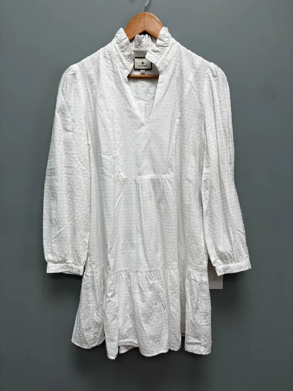 Tuckernuck Palmerston Swiss Dot 3/4 Sleeve Dress in White S - Image 7