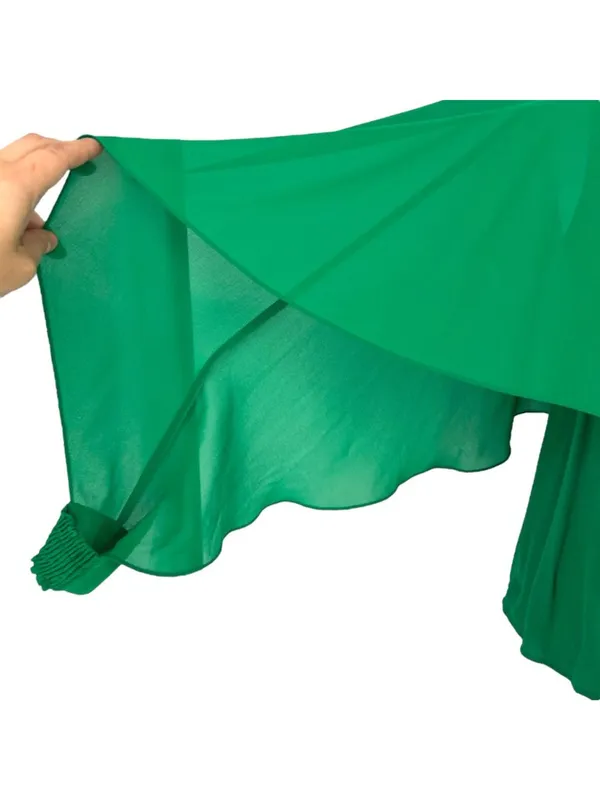 Zara Green Flowy Cape Blouse Layered Design Cut-Out Sleeves Size XS - Image 4