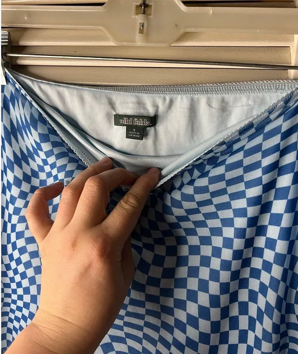 Wild Fable Small Blue White Checkered Stretch Skirt - Image 3