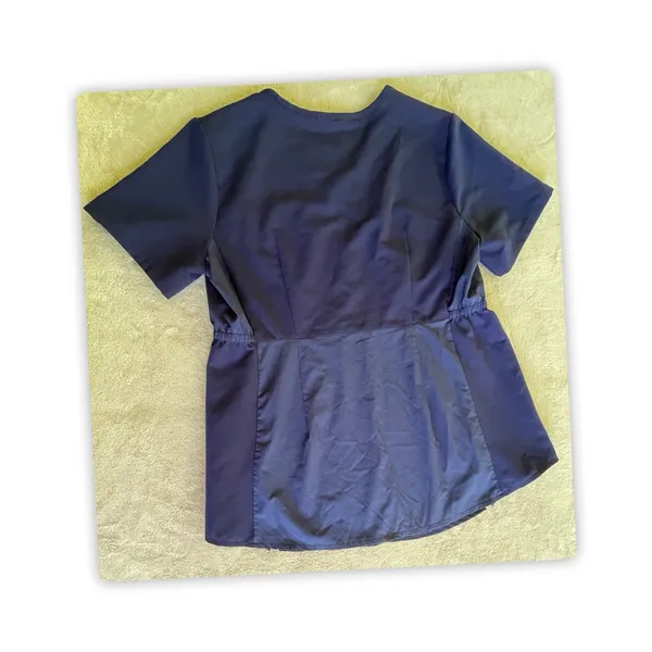 FIGS Technical Collection Navy Blue Scrub Top Womens Medium Stretch V Neck - Image 6