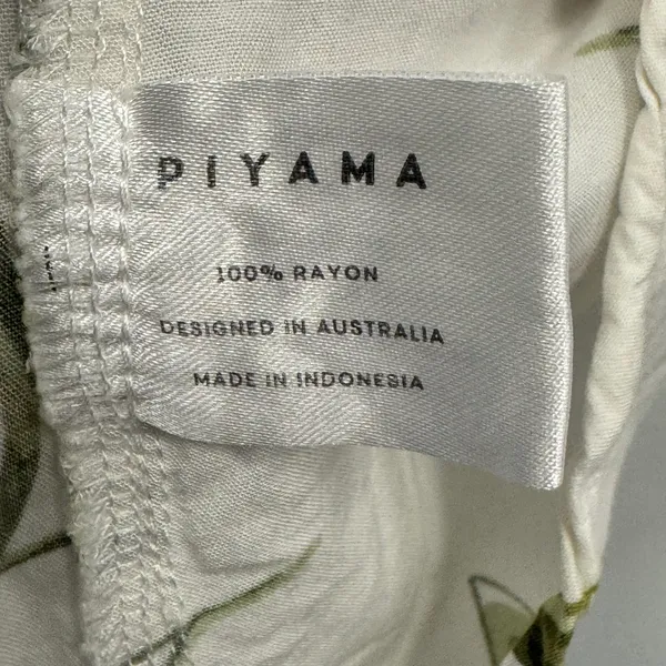Piyama Maggie Pajama Set Olive Leaf Matching Set Medium White Green Loungewear - Image 11