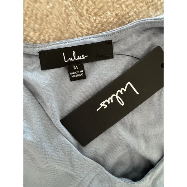 NWT Lulus Feel Like Dancing Blue Crop Top Womens Size Medium Jersey Knit Capsule - Image 6
