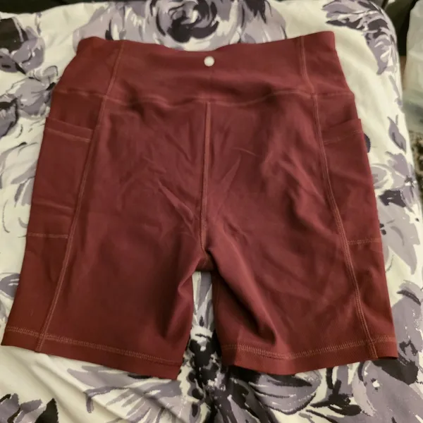 Women's High-Waist Bike Shorts and Crop Tank Set - Maroon - Image 2