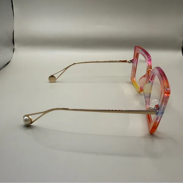 ZEELool Women’s Gradient Pink Orange Square Fashion Glasses, No prescription - Image 4