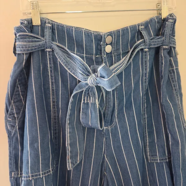 Seven7 Striped Tie Belt Waist Wide Leg Jeans - Image 3