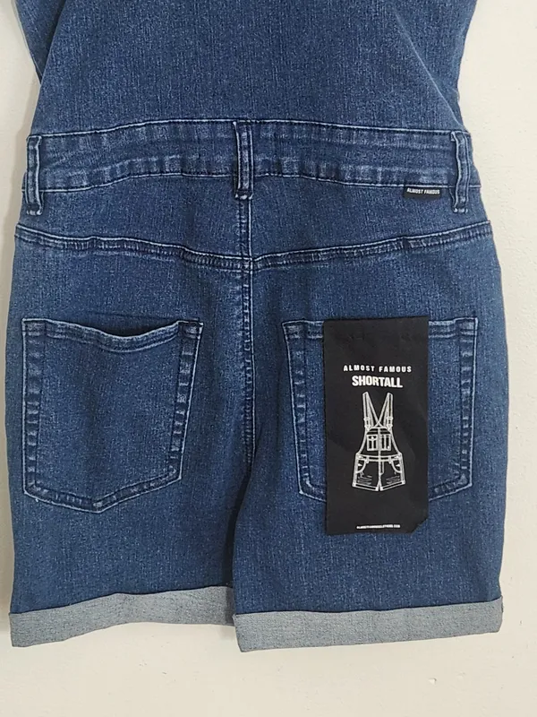 Almost Famous Dark Wash Denim Romper with Ruffle Sleeves Size Small NWT - Image 5