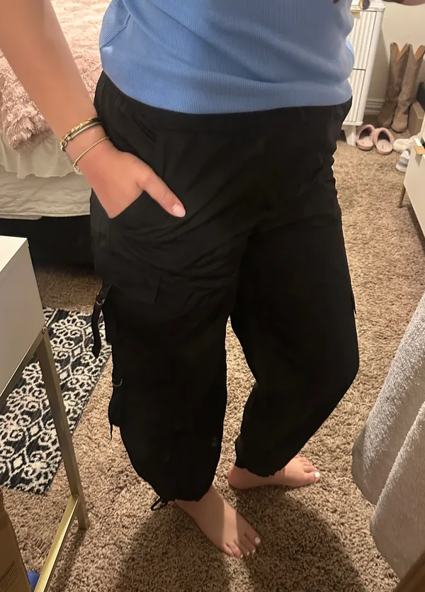 Black Cargo Pants Size L - Image 2