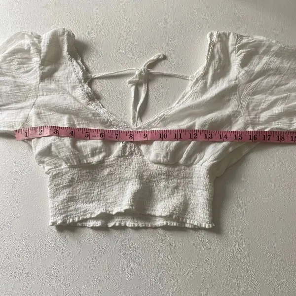 Aeropostale Cottagecore Peasant Crop Top White Lace Size Small - Image 6