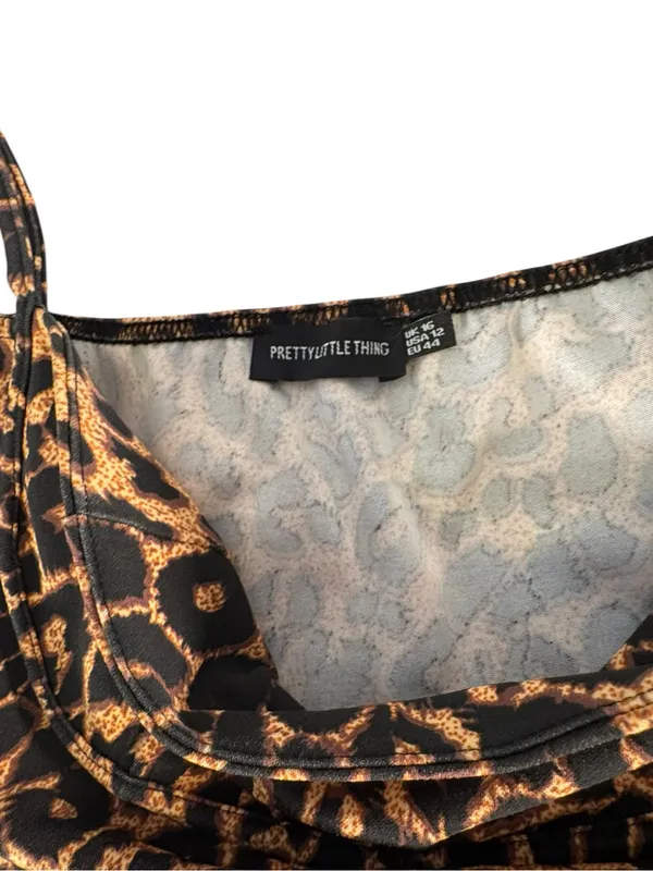 PrettyLittleThing Leopard Print Bodycon Midi Dress Women’s 12 Y2K Animal Print - Image 6
