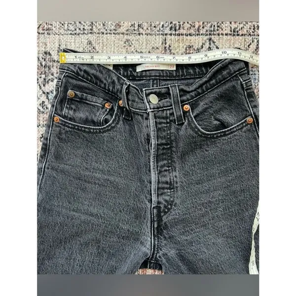 Levi’s Premium Ribcage Boot Cut Button Fly Black Jeans, Size 24 - Image 12