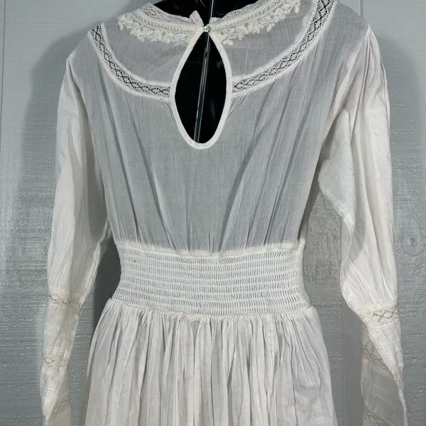 Free People White Victorian Waisted Mini Dress Ivory No Size EUC - Image 9