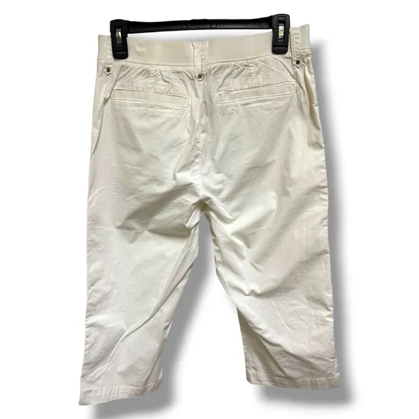 Lee Flex-To-Go White Skimmer Capri Pants Cargo Mid Rise Relaxed Fit‎ Womens 6 M - Image 2