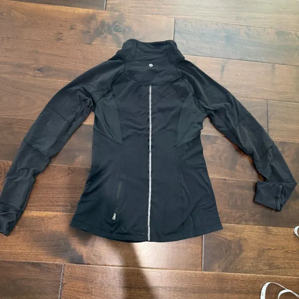 LULULEMON Black Quilted Detail Quarter Zip Running Athletic Jacket Size 8 - Image 6
