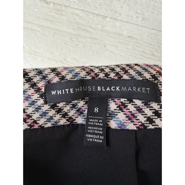 White House Black Market Plaid Zip Mini Skirt Womens Black Blue Burgundy Size 8 - Image 6