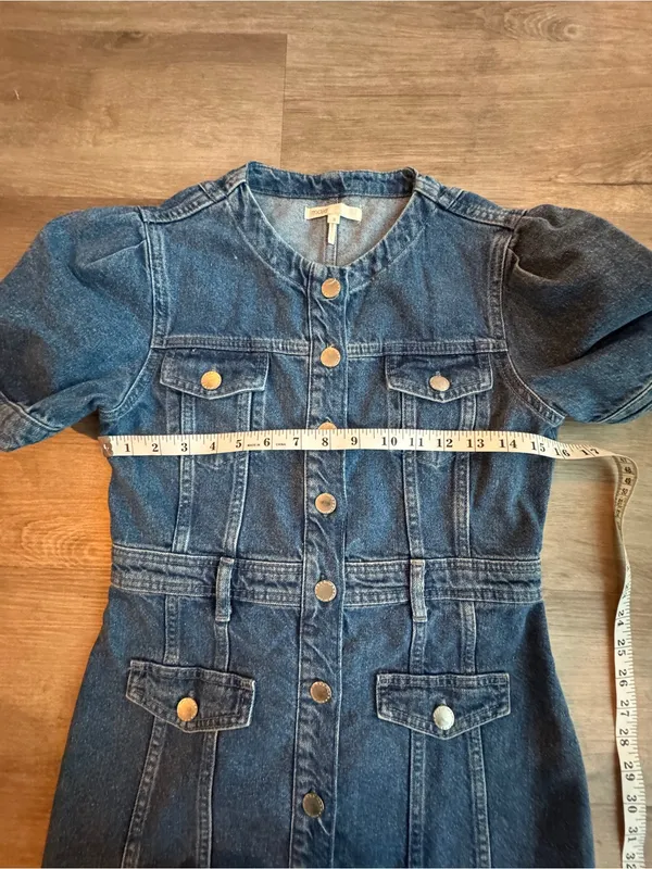 Maje Puff Sleeve Denim Button-Front Dress - Image 3