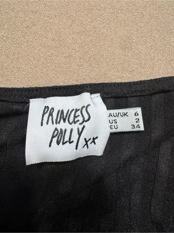 Princess Polly Black Ribbed Abigail Wrap Crop top - Image 4