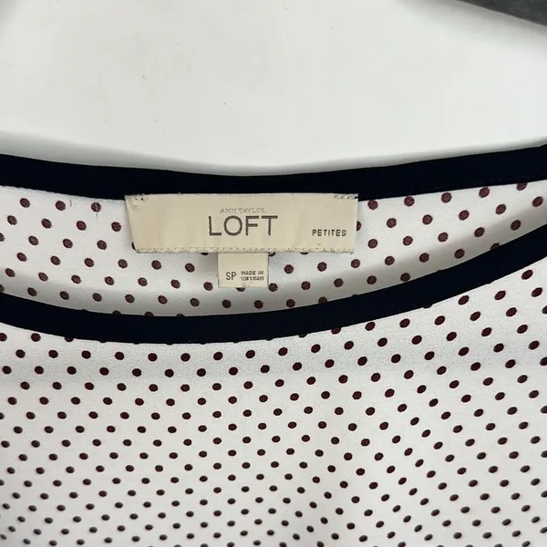 LOFT White and Purple Long Sleeve Blouse - Image 2