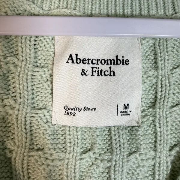 Y2K Abercrombie & Fitch Size-M Women's Cable Knit Sweater Mint Vest Preppy 90s - Image 3