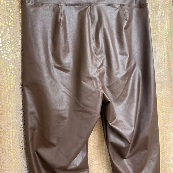 Aerie OFFLINE Chocolate Brown Faux Leather Real Luxe Leggings Large NWT‎ - Image 7