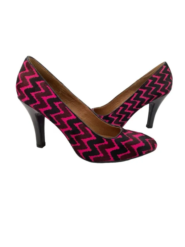 -Sofft Moselle Heels Womens Size 7.5 Pink Black Wave Stripe Calf Leather Pump - Image 2