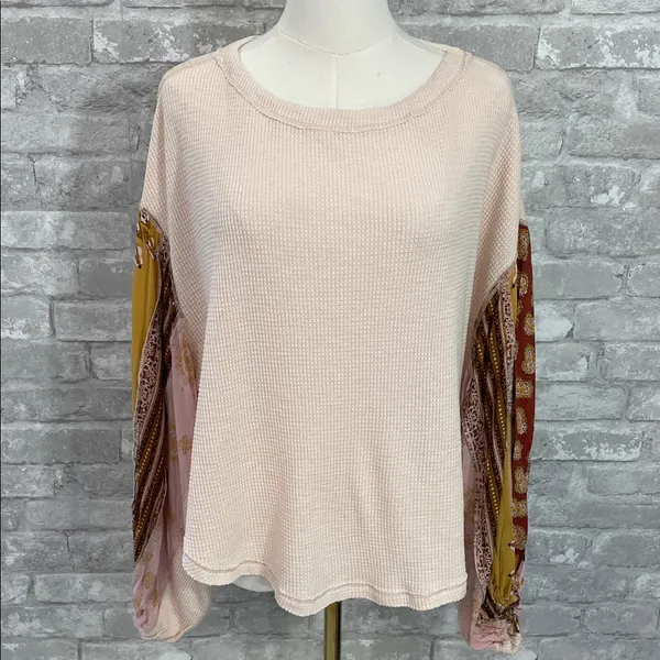 Free People We The Free Blossom Printed Balloon-Sleeve Thermal Sweater - Image 2