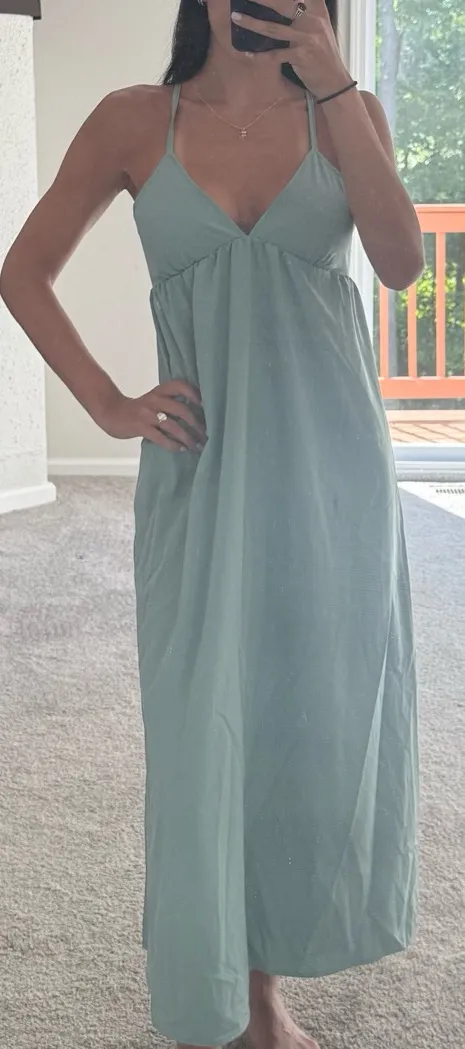Mint Green Open Back Maxi Dress Blue Size XS - Image 2