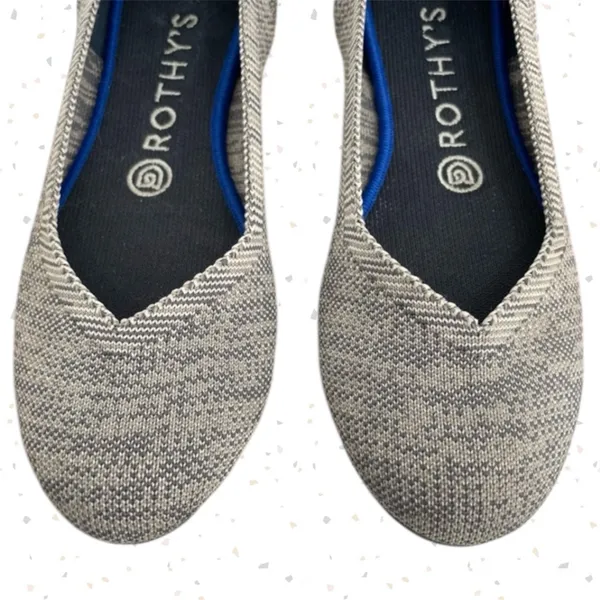 Rothys Grey Shoes Comfortable Round Toe Office Neutral The Flat Taupe Heather 7 - Image 2