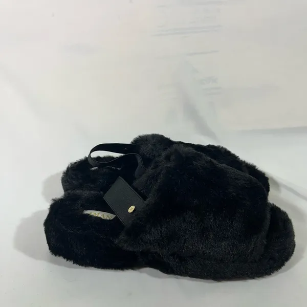Iman‎ Global Chic Faux Fur Slingback Slipper Women 8 Black New - Image 4