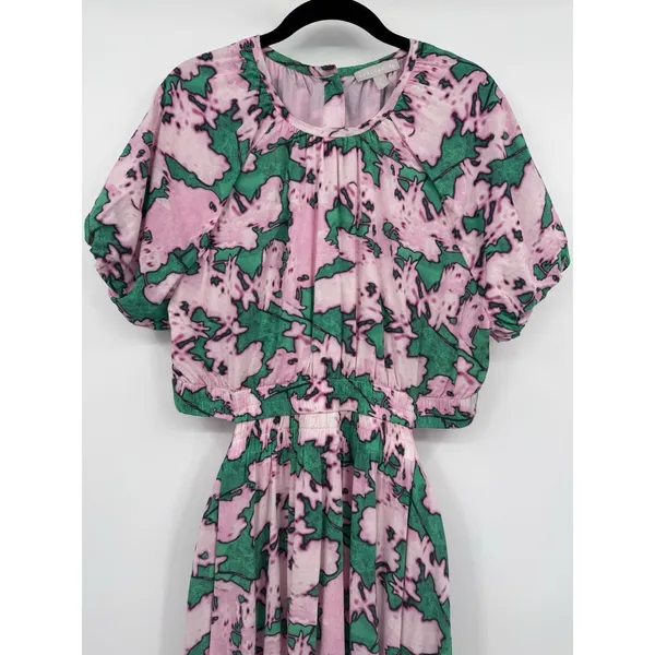 Chelsea 28 Womens XL Dress Pink Green Organic Cotton Resort Summer Casual Travel - Image 3