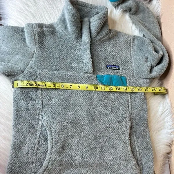 Patagonia Re-Tool Snap T Fleece Pullover Gray Teal Quarter Snap Kangaroo Pocket - Image 7