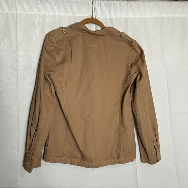 J.Crew 100% Cotton Classic Twill Chino Tan Hidden Button Cargo Jacket Size‎ 8 - Image 2
