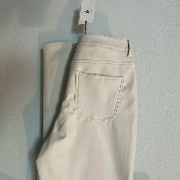 Seven For All Mankind Cream, Vegan Leather Pants - Image 3