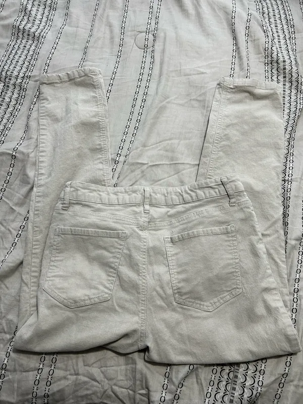 Women’s Cream Corduroy Straight Leg Pants - Image 2